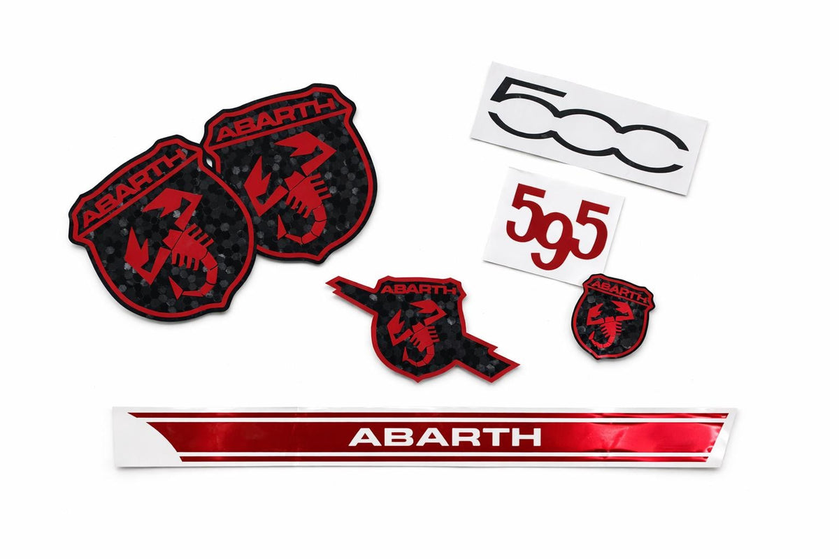 Fiat 500 / 595 Abarth Emblem-Overlay Komplettset – Wunschfarbe