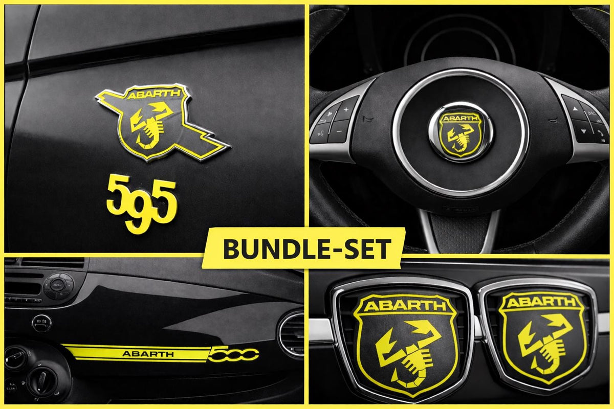 Fiat 500 / 595 Abarth Emblem-Overlay Komplettset – Wunschfarbe