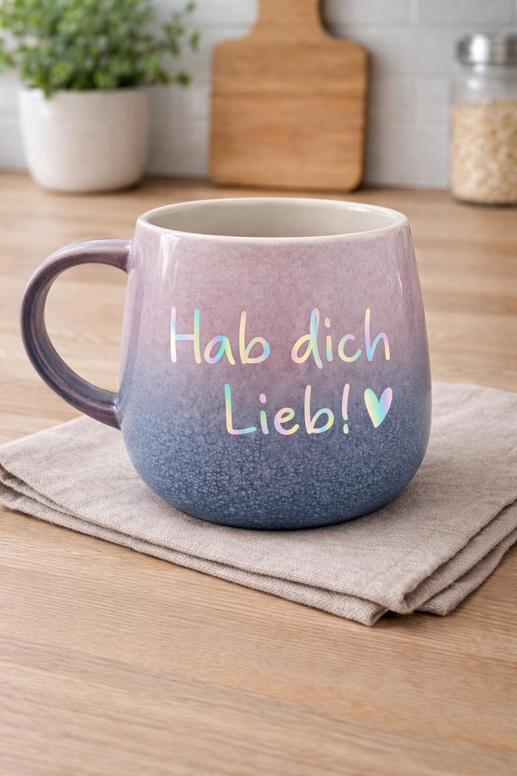 Tassen-Sticker „Hab dich lieb“ – Geschenk für Mama