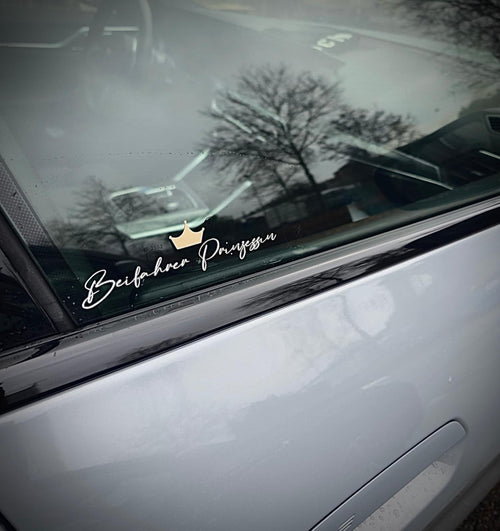 Auto-Spiegel Aufkleber – Beifahrer Prinzessin / Hello Beautiful / Drive Safe
