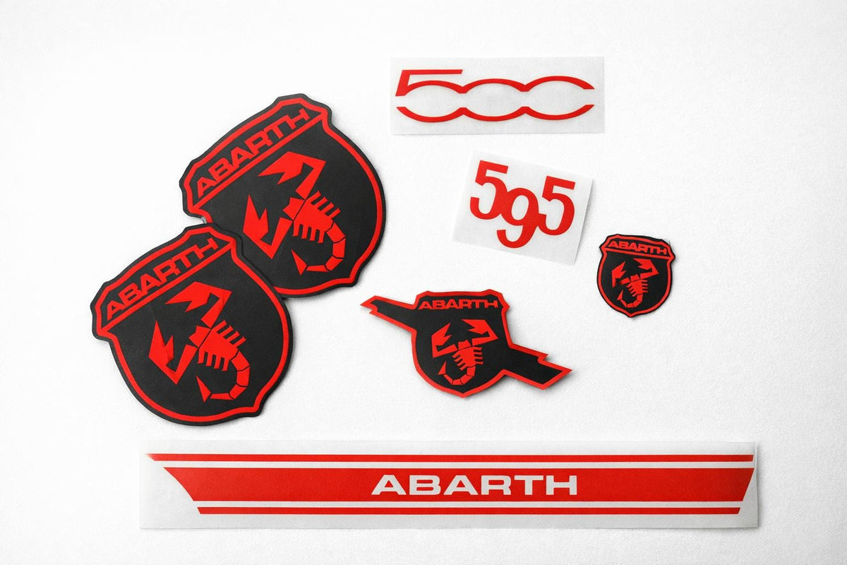 Fiat 500 / 595 Abarth Emblem-Overlay Komplettset – Wunschfarbe