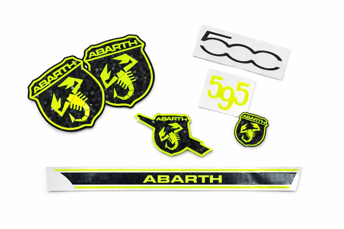 Fiat 500 / 595 Abarth Emblem-Overlay Komplettset – Wunschfarbe