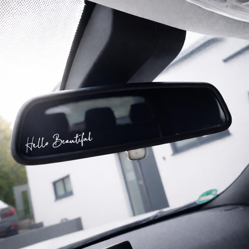 Auto-Spiegel Aufkleber – Beifahrer Prinzessin / Hello Beautiful / Drive Safe