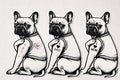 Französische Bulldogge Sticker im Tattoo-Style – I Love Mom / Dad / Pride