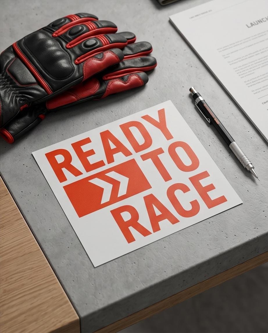„Ready to Race“ Motorrad Aufkleber – Racing Vinyl Grafik