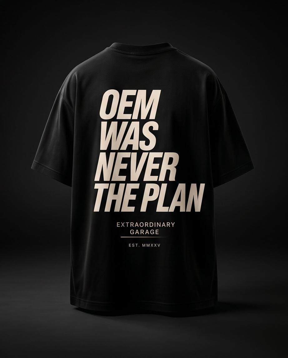 „OEM Was Never The Plan“ Statement Shirt & Hoodie – Heavyweight Oversized