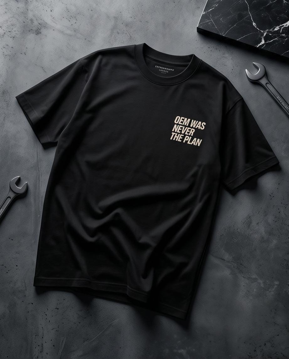 „OEM Was Never The Plan“ Statement Shirt & Hoodie – Heavyweight Oversized