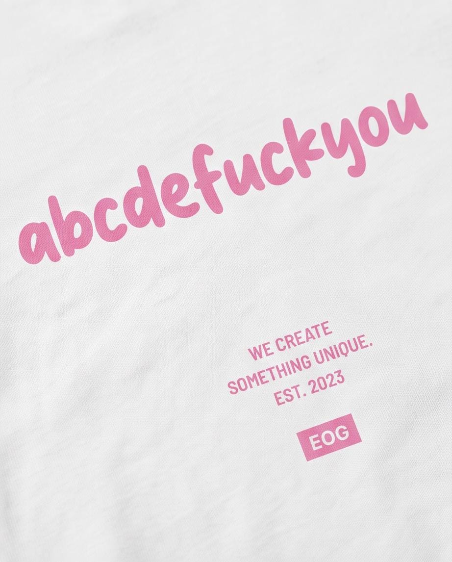 ABC Statement Shirt & Hoodie mit pinkem Back-Print – Heavyweight Oversized