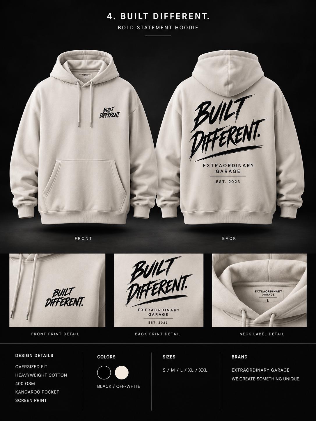 „Build Different“ Statement Shirt & Hoodie – Heavyweight Oversized